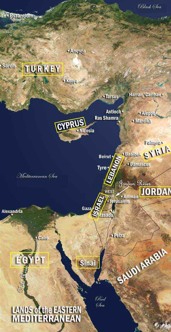 Lands on eastern shore of Mediterranean Sea