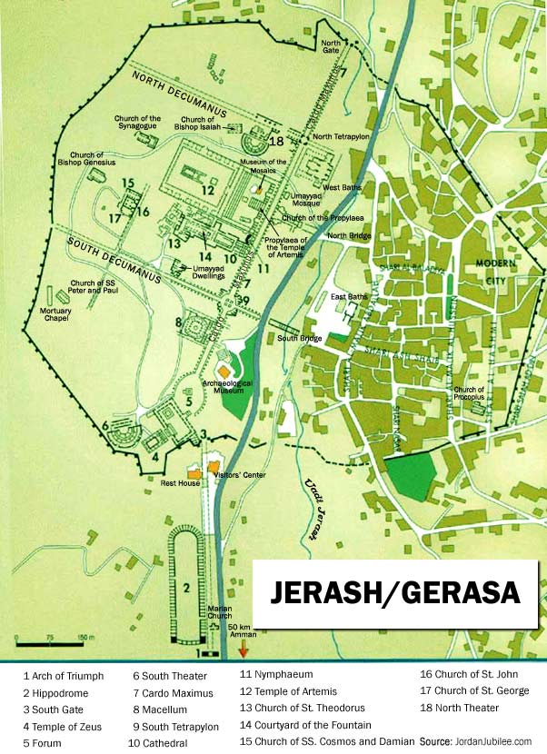 jerash - gerasa from satellite