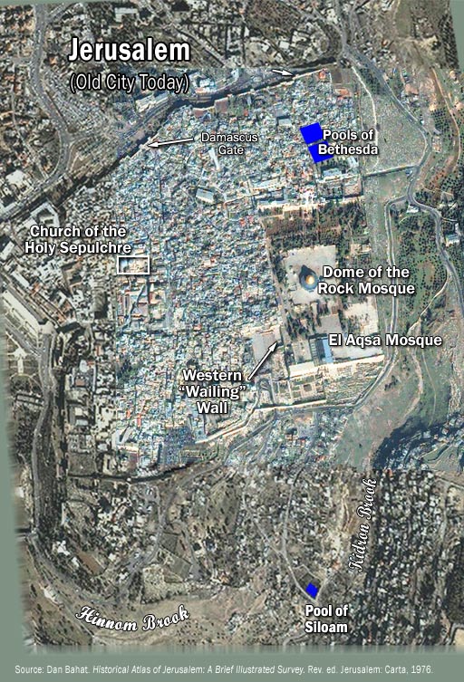 jerusalem - old city from satellite