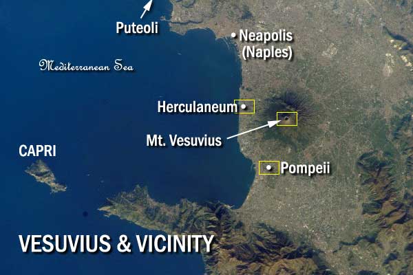 navigation for close-ups of Herculaneum, Pompeii, and Vesuvius.